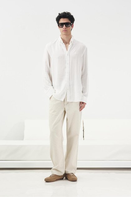 Flowy Regular Fit White Tencel Shirt