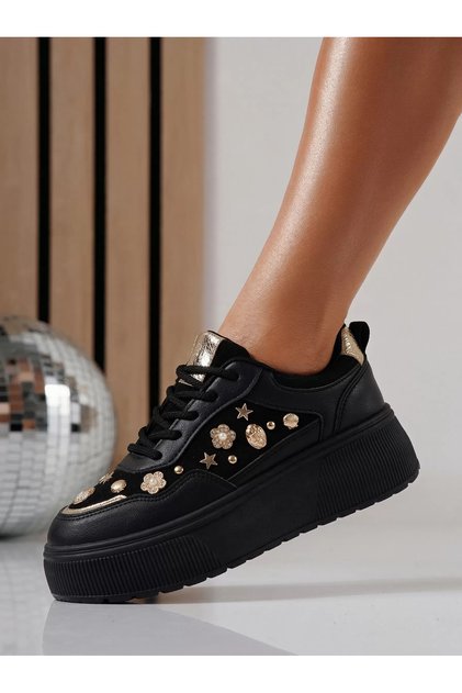 Adidasi dama negri din piele ecologica intoarsa Diana2 #24601 - 39