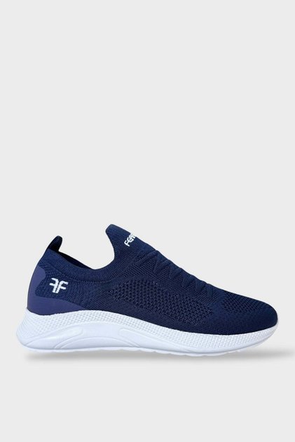 Women's Knitwear Sports Shoes Dark Blue - White