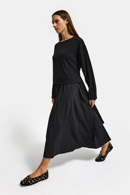 Women's Black W5 Knitwear Sweater Skirt One Piece Design Dress