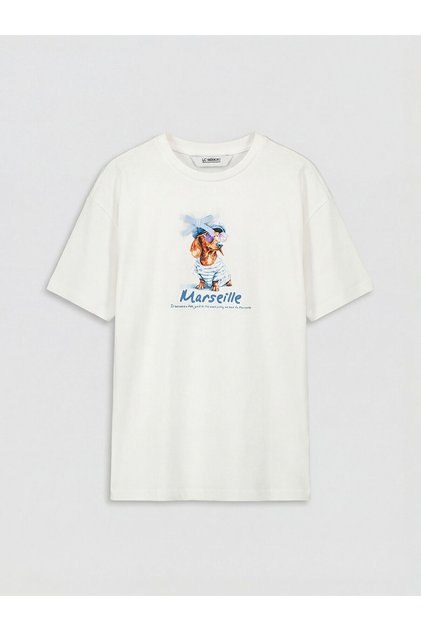Lcw Kids Crew Neck Printed Girls' T-Shirt