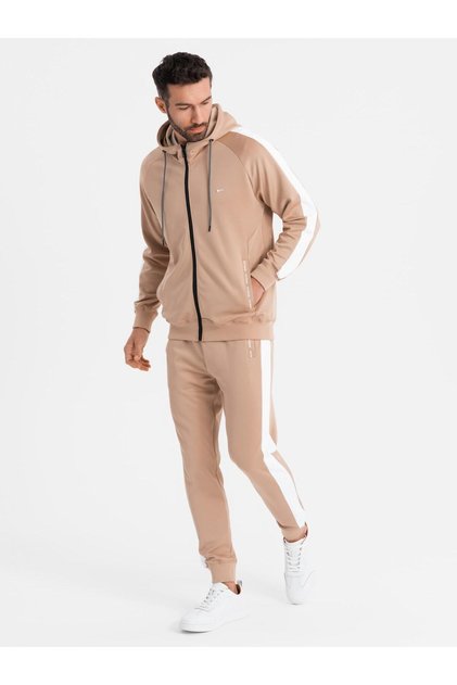 Herren Jogginganzug Set, Hoodie & Jogginghose Hellbeige Z118