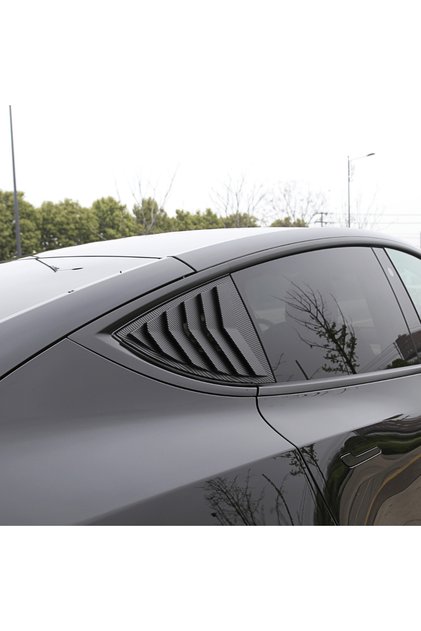 Tesla Model Y Juniper (2025+) Uyumlu Arka Kelebek Camı Panjuru Mat karbon Fiber Görünüm