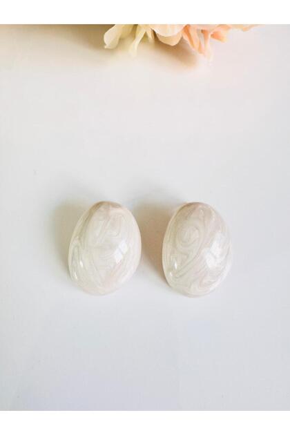 Oval Wave Pattern Bone Earrings 3 cm