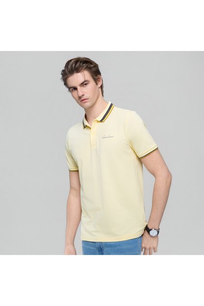 Men’s Slim Pique Polo with Contrast Collar & Signature Embroidery