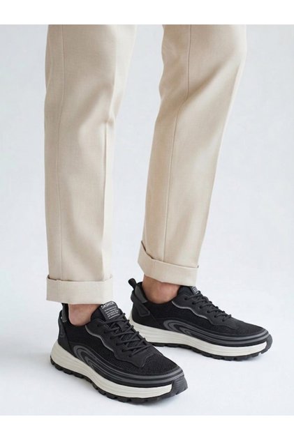 V26Ya-E274 Black Knitwear Fabric Men's Daily Use Snaker Shoes