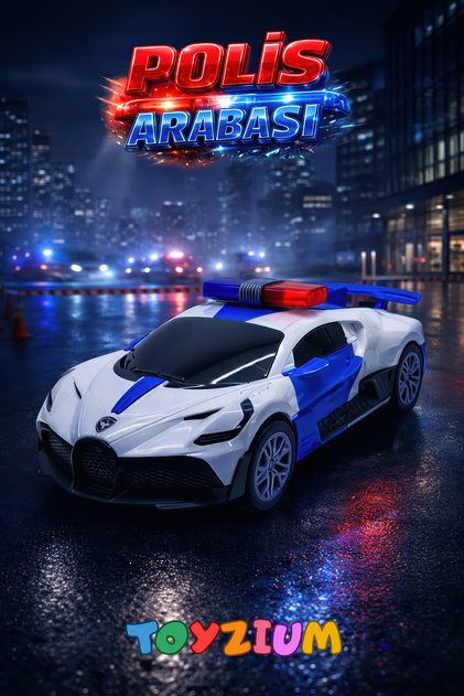 Police Car 360 Degree Rotating and Turning Toy Vehicle with Lights and Music