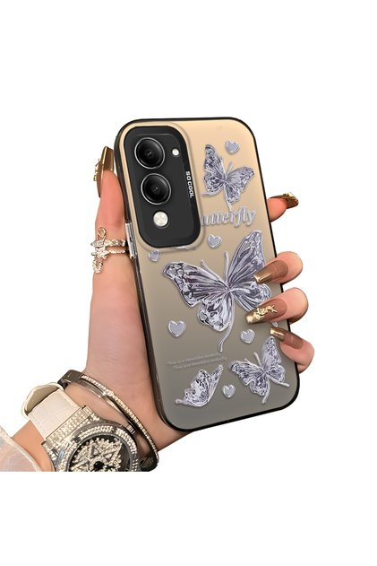 Vivo Y04 Compatible Hard Acrylic Back Silicone Edge Lens Protection Case