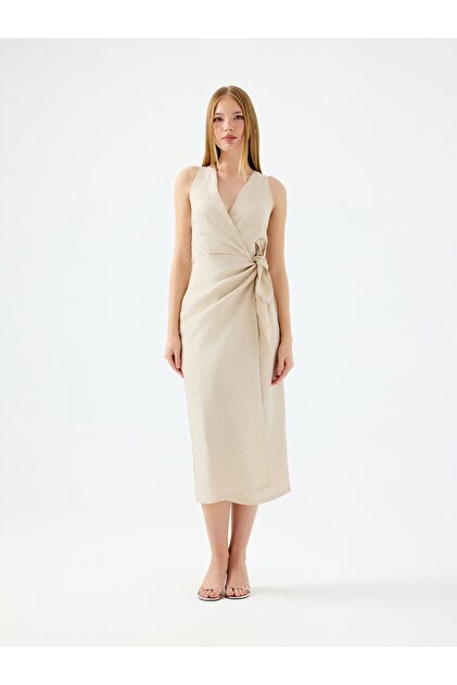 loft beige dress Women's Regular Fit Lf2039201 fits loose and swingy