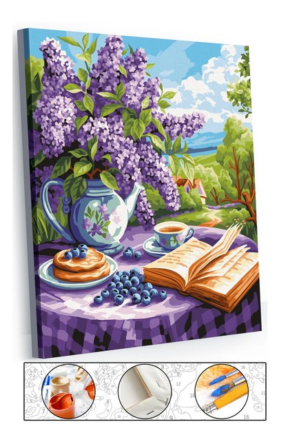 Sayılarla Boyama Çerçeveli Hobi Seti Numaralı Tuval Fırça Boya Dahil Kasnaklı SÜMBÜL 40X50 Cm