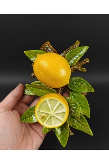 Dekoratif Canlı Renk Dal Üstünde Limon Duvar Dekoru Dekoratif Duvar Süsü Doğa Temalı Ev Ofis Mutfak
