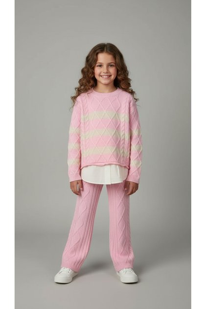 Pink Striped Knitwear Set