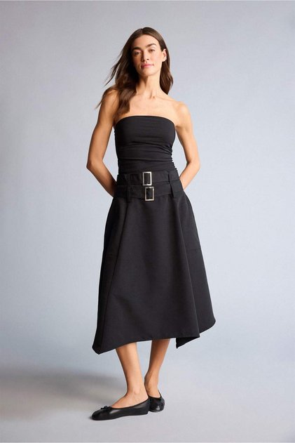 High Waist Belt Piece Midi Skirt H5707Ax26Sp