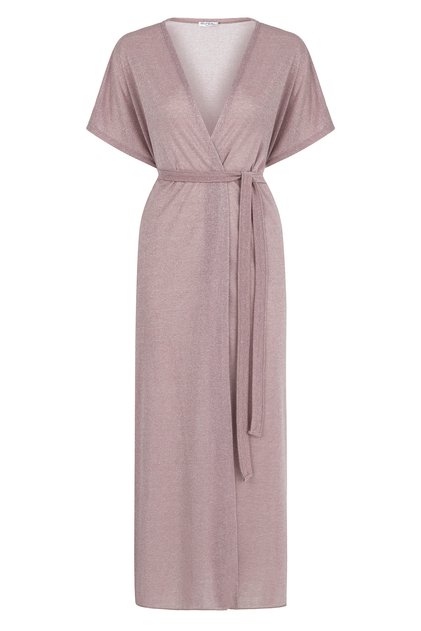 Side-Tie Glittery Lilac Double-Breasted Long Dress