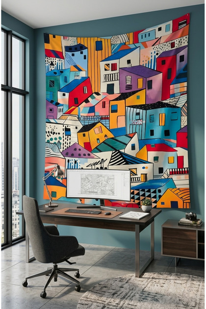 Napoli Houses Colorful Wall Covering Rug Sq. m