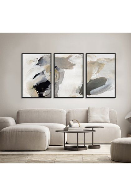 Modern Abstract Triptych - Black Frame