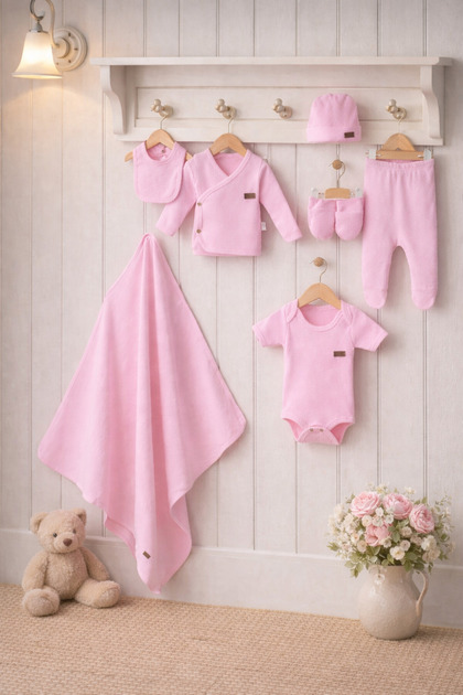 7-Piece, Cotton-Piece, Corded Fabric-Piece Fabric Newborn Baby Hospital Discharge Set (7-Piece)