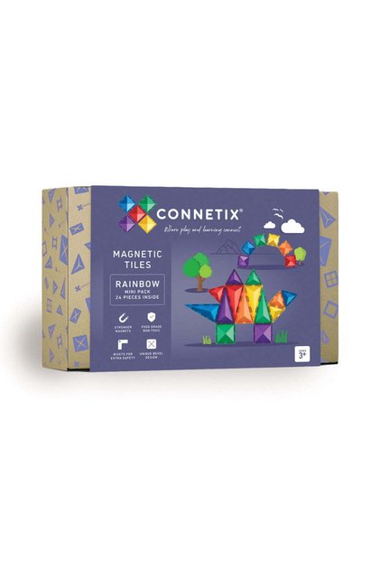 Set de construcție magnetic, Rainbow Mini Pack, Tiles, 24 piese, 3 ani+