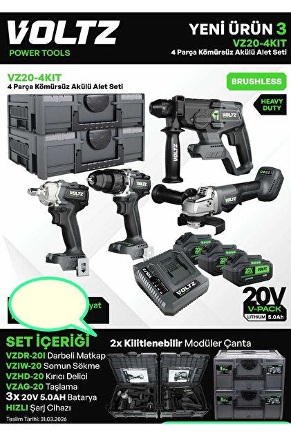 s　4セット Voltz 4 PARÇA MATKAP FLEX KIRICI SOMUN SIKMA PROFESYONEL SET 3X5