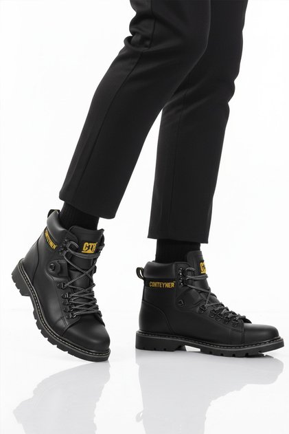 Black Lace-Up Men's Worker Boots
