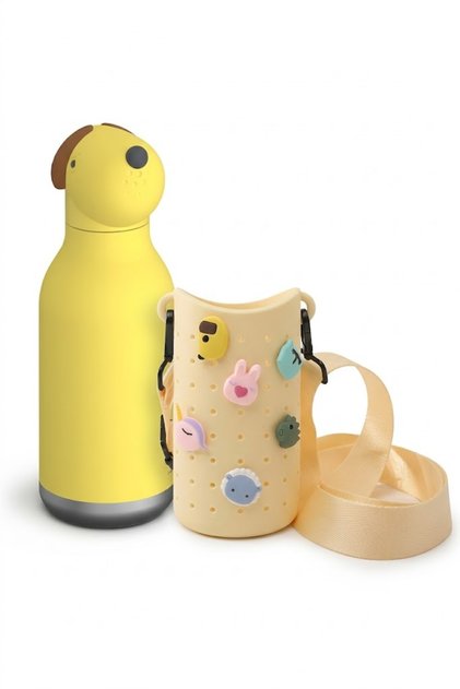 Bestie Set of 2 – Stainless Steel Children's Water Bottle & Bottle Carrier with Dog Figure