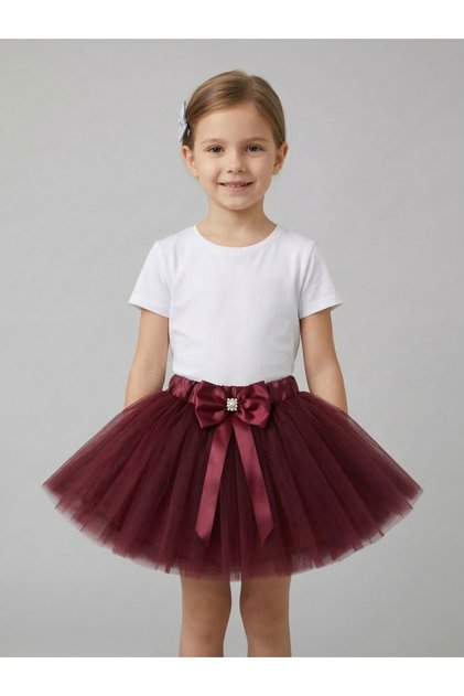 Girl's Burgundy Tutu Skirt Bow Detail Show Skirt April 23Rd