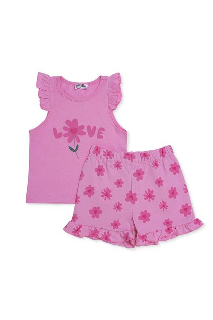 HelloBaby Kız Bebek Atlet-Şort Çiçek Baskılı Bisiklet Yaka Atlet Reçme