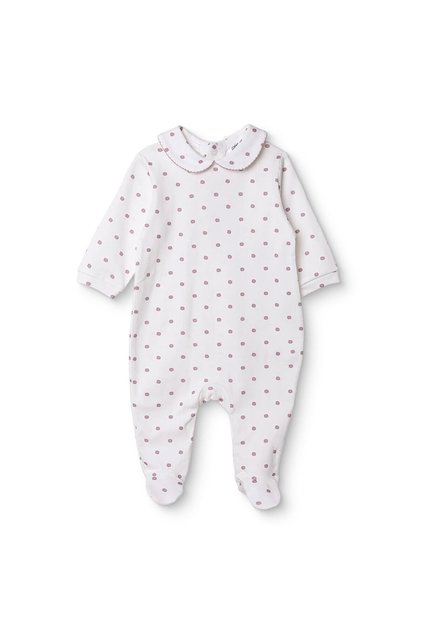 HelloBaby Kız Bebek Tulum Çiçek Baskılı Çıtçıtlı Bebe Yaka Uzun Kol Patikli