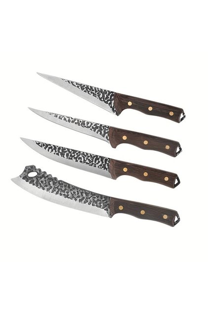 4PCS Meat Cleaver & Boning Knife Set, Hand Forged High Carbon Stainless Steel, Ultra Sharp