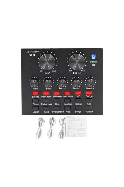 ميكروفون مكثف BM800، وجهاز بودكاست مزود ببطاقة صوت V8
