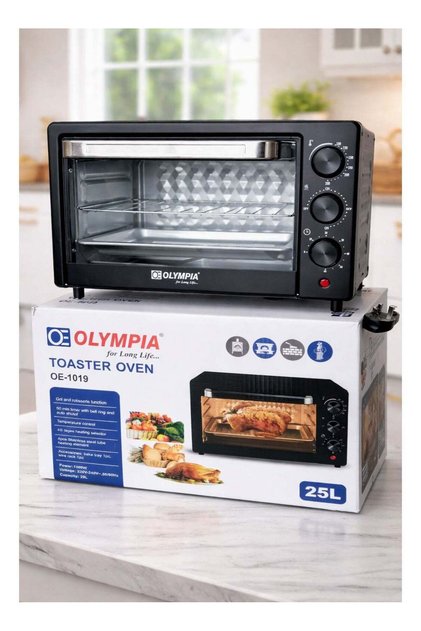 25L Toaster Oven OE-1019 with Grill & Rotisserie, Adjustable Temperature, 60-Min Timer