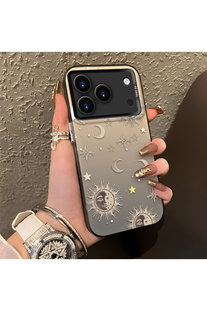 iPhone 17 Pro Max Compatible Gold Tone Star Patterned Acrylic Material Phone Case
