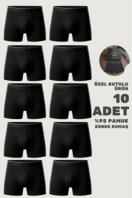 Men's 10-Pack Boxer 1. Class Fabric Premium Package Special Design. Plain Stretch Fabric Boxer Shorts with Dowry Gift