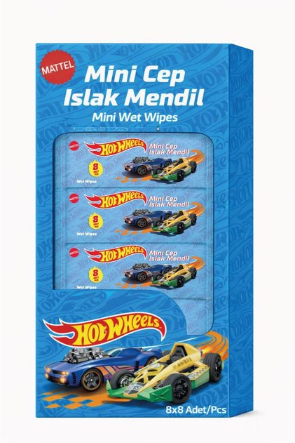 Hot Wheels Islak Mini Cep Mendili 8'li
