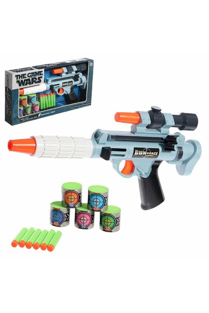 Kids Foam Dart Blaster Gun Toy Set with Target Shooting Game – Safe Soft Bullet Gun Toy with Scope
