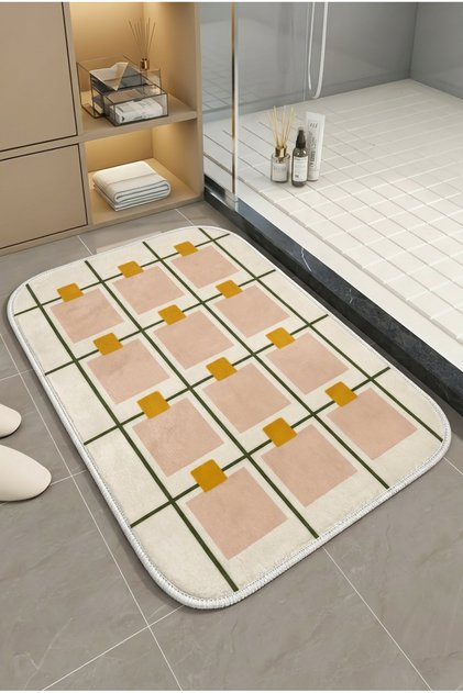 Multi-Purpose Shower Mat Non-Slip Foot Mat 60X100 Modern Patterned Soft Base