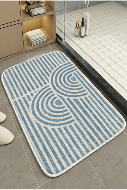 Multi-Purpose Shower Mat Non-Slip Foot Mat 60X100 Modern Patterned Soft Base