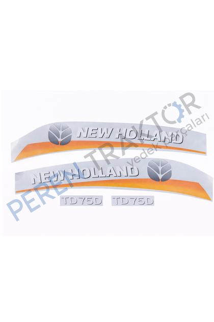 New Holland TD75D Yan Yazı Takımı Sarı Tip Kaporta Etiketi Sağ - Sol Kaput Sticker Seti