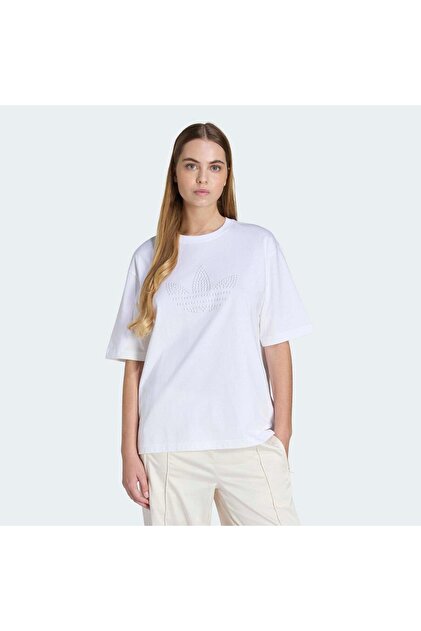 Pearl Trefoil Kadın Beyaz Tişört (KE3428)
