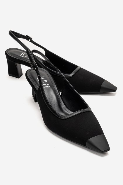 Hilda Black Matte Toe Cap Women's Block Heeled Shoes