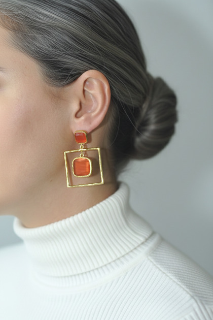 Kadir Jewellery 22 Ayar Altın Kaplama Kadın Sallantılı Küpe -El İşçiliği Ve Hipoalerjenik Küpe