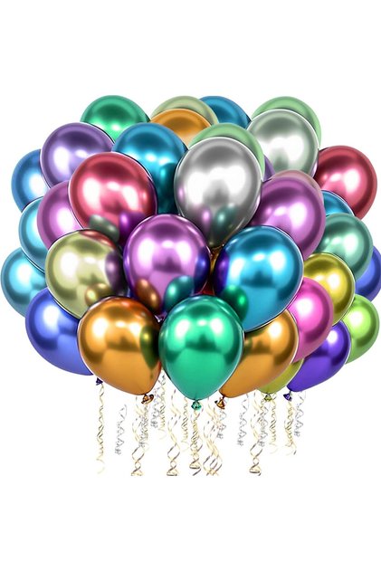 PuretéavHom Set Baloane - Metalice - mărime 12 inch - Multicolor Latex Decor Petrecere Heliu 60 buc