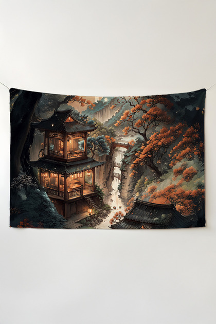 Valley of Peace Aesthetic Wall Covering – Anime Room Decor Tapestry Large Size Wall Decor