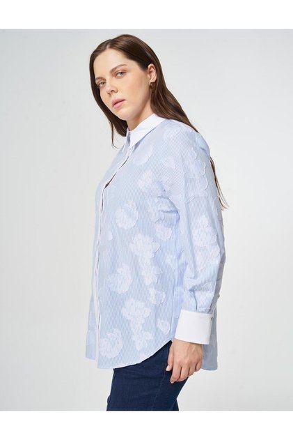 Appliqued Cotton Piece Tunic Blue