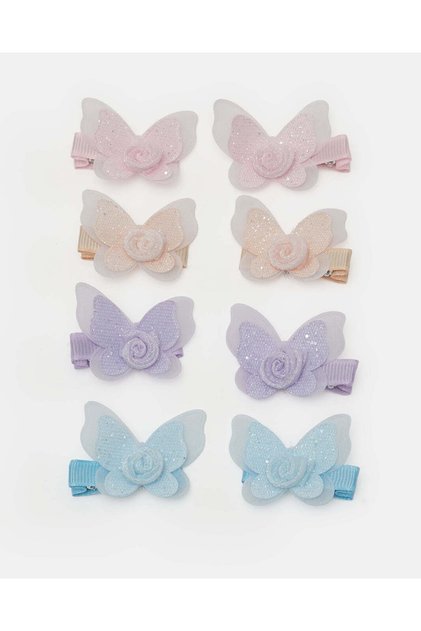Girls Assorted Embellished Hair Clip Set (Pack of 8)