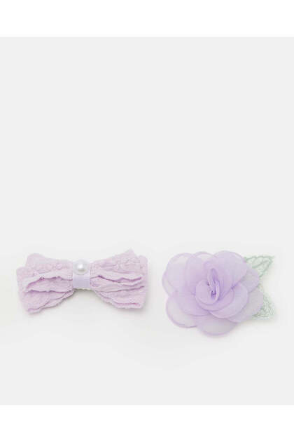 Girls Purple Embellished Hair Clip Set (Pack of 2)