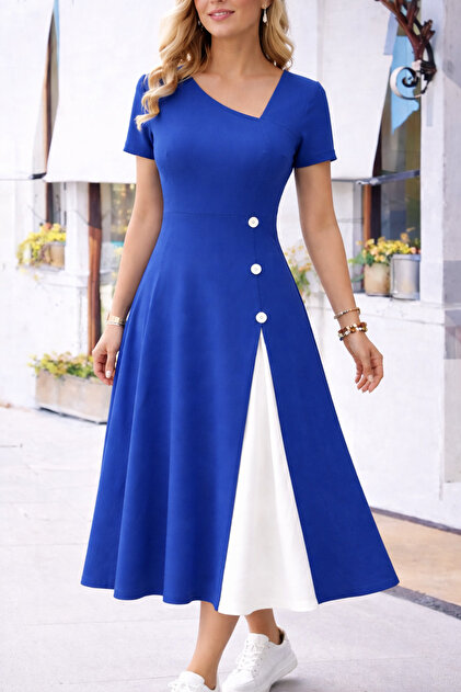 sachin and babi light blue dress PixieGirl Petite Women's Chocolate Brown Textured Short Sleeve Midi Dress main image 0