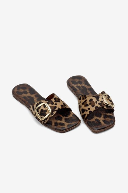 Women's Leopard Comfortable Fit Leopard Printed Li Buckled Slipper