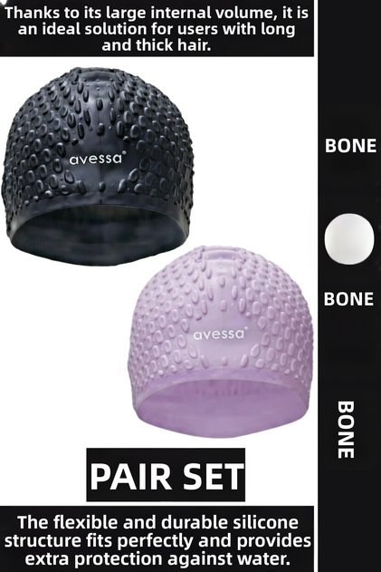 # Bone Soft Elastic Silicone Pool Sea Swimming Ear Waterproof Cap Large Size Hair Cap Double Set