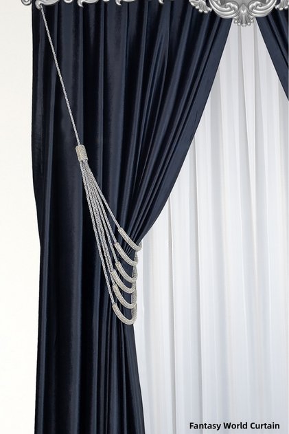 Ceiling Mounting with Cornice, Custom Made Stone and Metal Decorative Curtain Tieback, Braçol Curtain Accessory